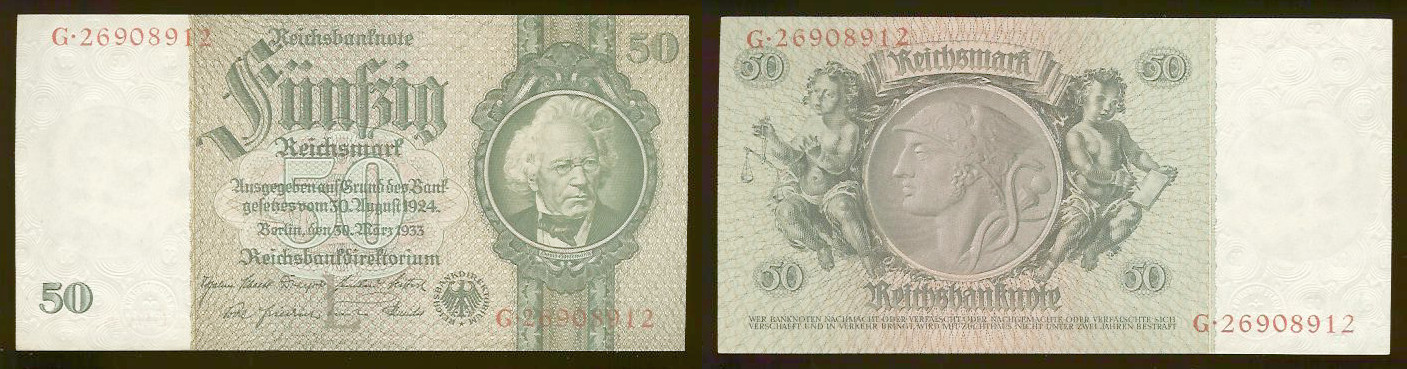 50 Reichsmark ALLEMAGNE 1933 P.182a SPL+